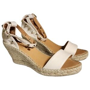 Anthropologie Maypol Wedge Espadrilles Womens Size 7.5 Studded Leather Platform